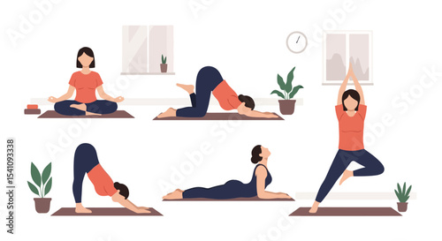 Yoga Poses Flow: Illustrated Wellness Routine