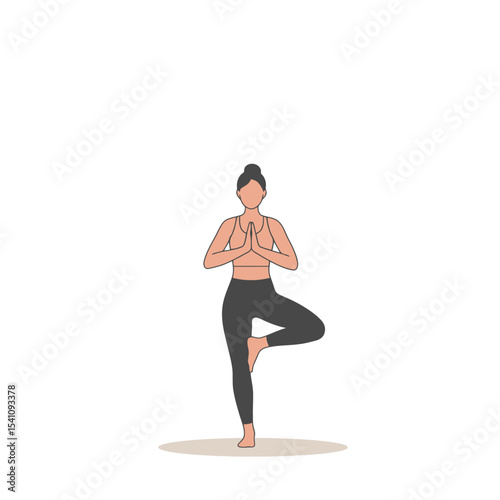 Tree Pose Illustration: Balance and Serenity