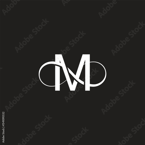letter m infinity overlapping linked curves logo vector