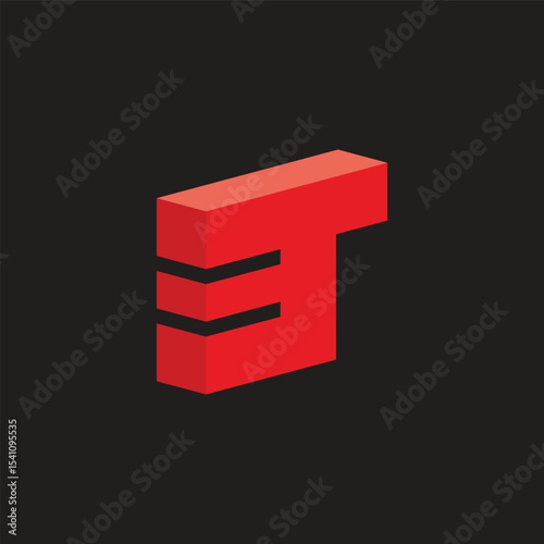 letter t 3d motion run simple gradient logo vector