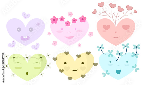 Cute heart shape cartoon vector illustration.