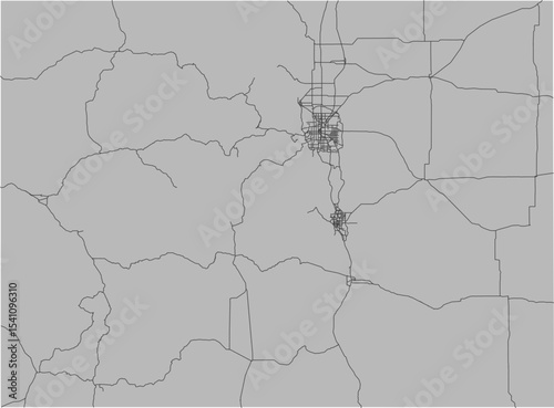 Colorado vector map of the National Highway System with state boundary (NHS, Web Mercator projection, PPT-compatible & fully editable)