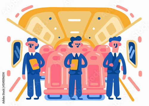 Businesspeople in airplane cabin, for presentations and reports