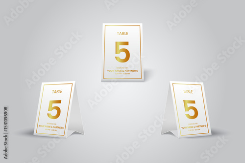 Elegant Gold Table Number 5 Card for event or dining