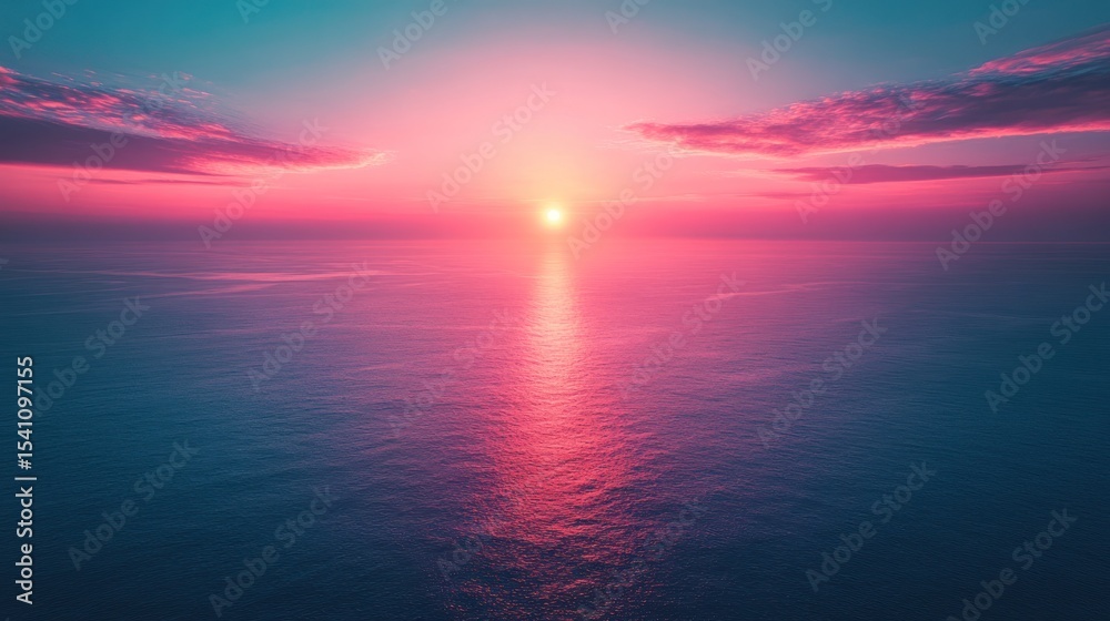 Fototapeta premium Vibrant sunset over tranquil ocean