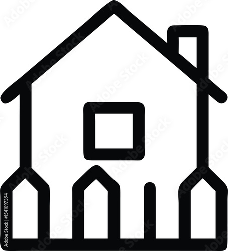 Cozy House with Fence Home Sweet Home Illustration