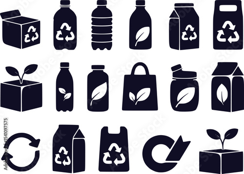 Eco Friendly Icons for Recycling and Sustainability Initiatives A Comprehensive Collection of Environmental Responsibility Symbols Highlighting Recycling and Waste Reduction