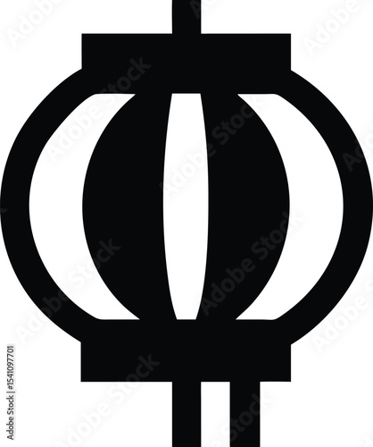 Elegant Black and White Chinese Lantern Icon Festive Symbol of Celebration and Culture