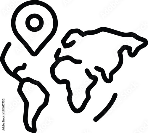 Global Positioning System (GPS) Location Tracking World Map with Pinpoint Marker