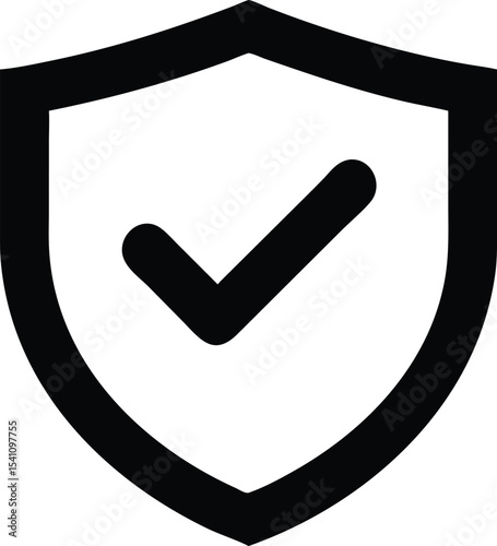 Secure Shield Icon Check Mark Symbol of Protection, Safety, and Security