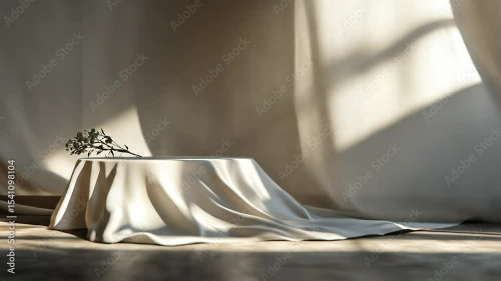 Fabric draped tableau with sunlit shadows