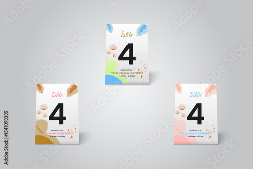 Floral Table Number 4 Card Mockup – Elegant Printable Design for Wedding or Event Decoration