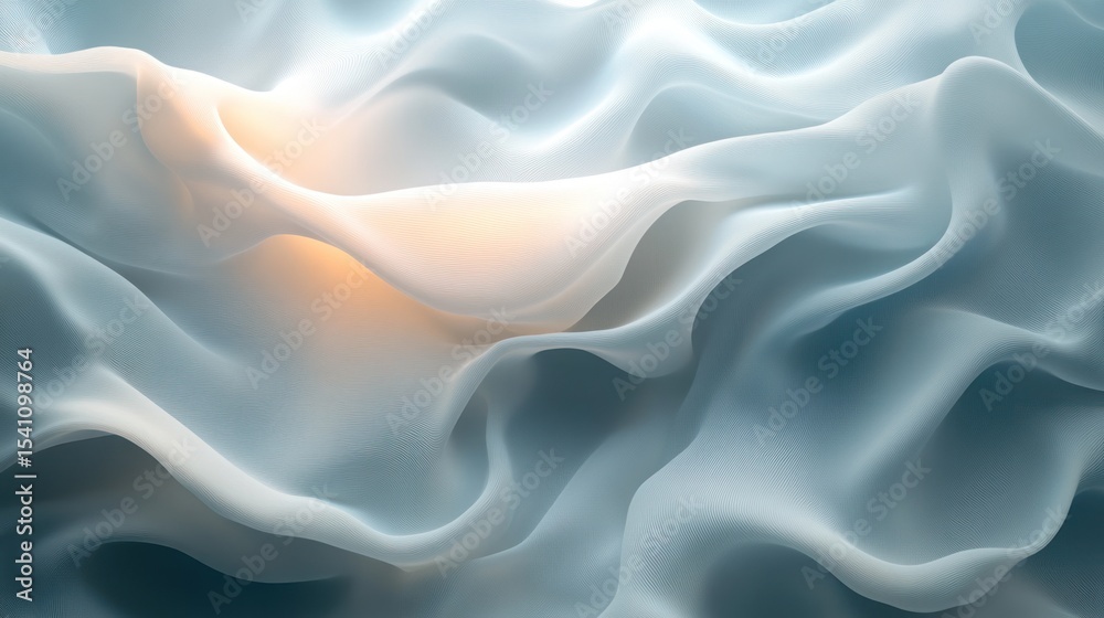 Obraz premium Abstract drapery folds, soft light, smooth texture, digital render, background image, graphic design element