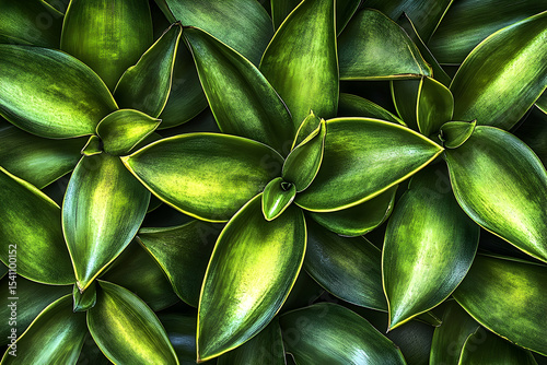 Lush Green Leaves with Golden Edges: A Botanical Close-Up
