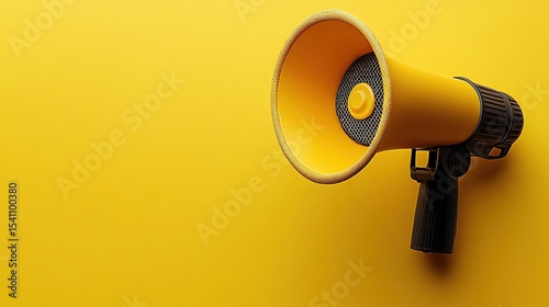 Bright yellow megaphone on a vibrant yellow background