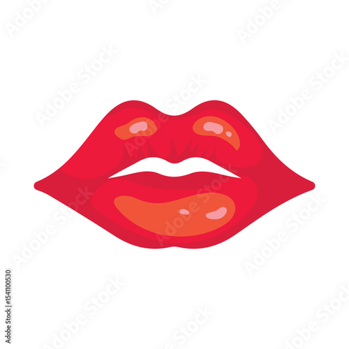 female lips gloss red and pink lipstick. Fashion Illustration Woman Mouth. Lips icon isolated vector illustration on white background.