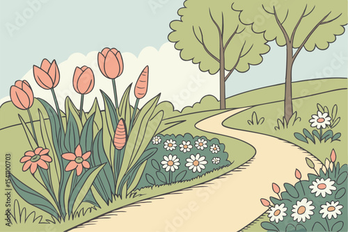 Spring Serenade: Decorative Wildflower Borders