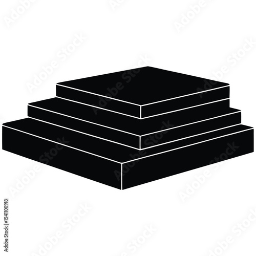 Three tiered square pyramid isolated on white background