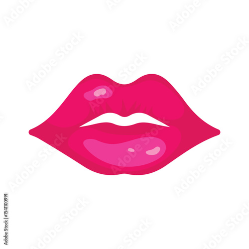 female lips gloss red and pink lipstick. Fashion Illustration Woman Mouth. Lips icon isolated vector illustration on white background.