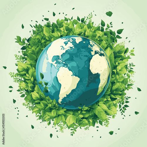 world globe planet earth background banner sustainable environment ecology nature regeneration eco friendly green energy care for nature esg concept, vector style simple color