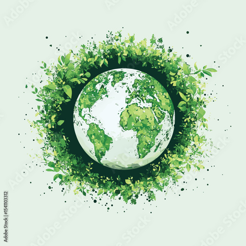 world globe planet earth background banner sustainable environment ecology nature regeneration eco friendly green energy care for nature esg concept, vector style simple color