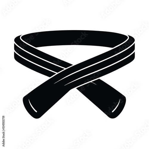 Black martial arts belt isolated on white background