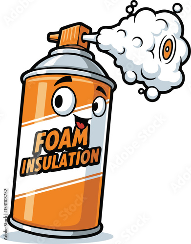 Cartoon Foam Insulation Spray Can with Googly Eyes and Expanding Foam