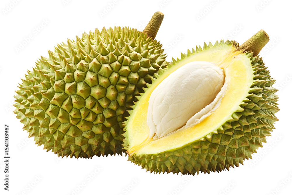 Fototapeta premium Studio shot of durian fruit, showcasing its unique texture, and flavor profile