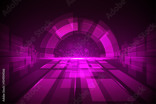 Abstract Purple Tech Background Futuristic Digital Design with Glowing Geometric Shapes and Lines