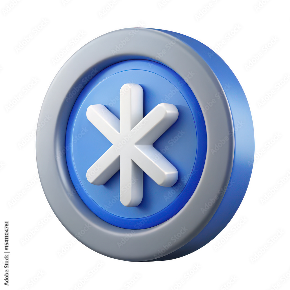 Fototapeta premium 3d render of a blue and gray asterisk icon isolated on transparent background