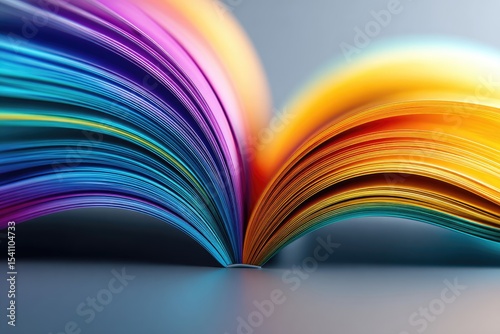 Colorful pages of an open book, displaying a vibrant spectrum of hues.