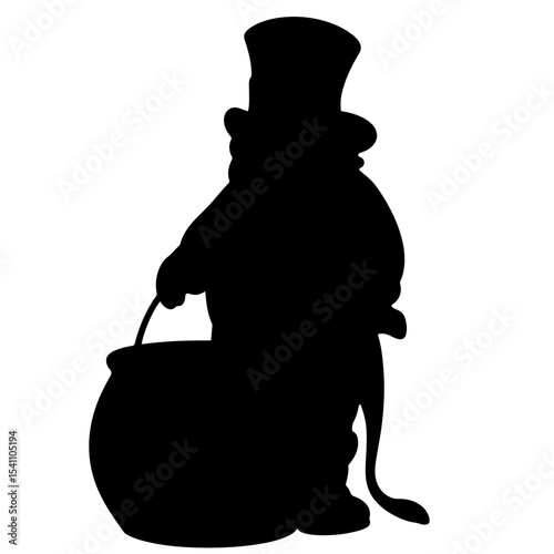Leprechaun silhouette holding a pot of gold, St. Patrick's Day symbolism