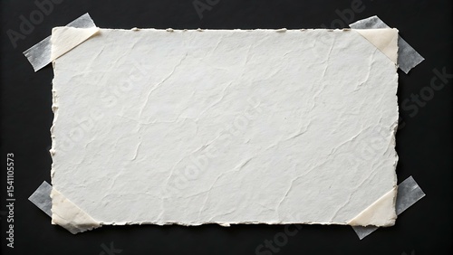 Old Torn Paper and Transparent Tape, Grunge Texture, Blank White Paper