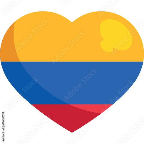 Heart illustration with Colombian flag colors