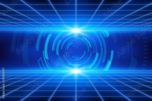 Abstract Futuristic Technology Background Blue Digital HUD Interface Design