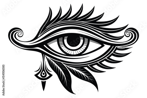 Eye of Horus Ancient Egyptian Symbol in Black and White Design