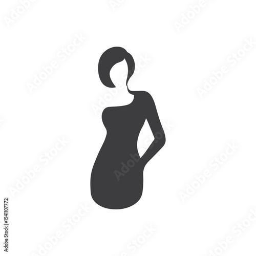 Portrait of a beautiful woman in an elegant wide-brimmed hat in a minimalist style. Young girl in a dress. High Fashion vector illustration.