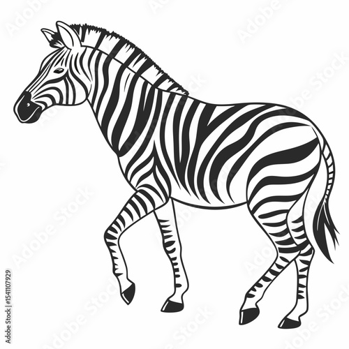 black zibra, isolated on white background perfect outline