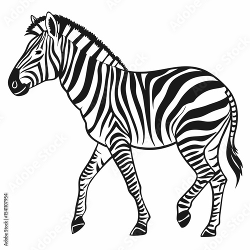 black zibra, isolated on white background perfect outline
