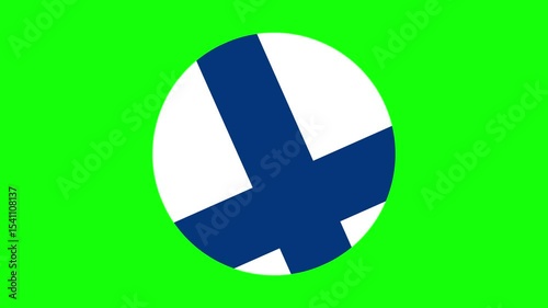 Round Finland flag animation Green screen
