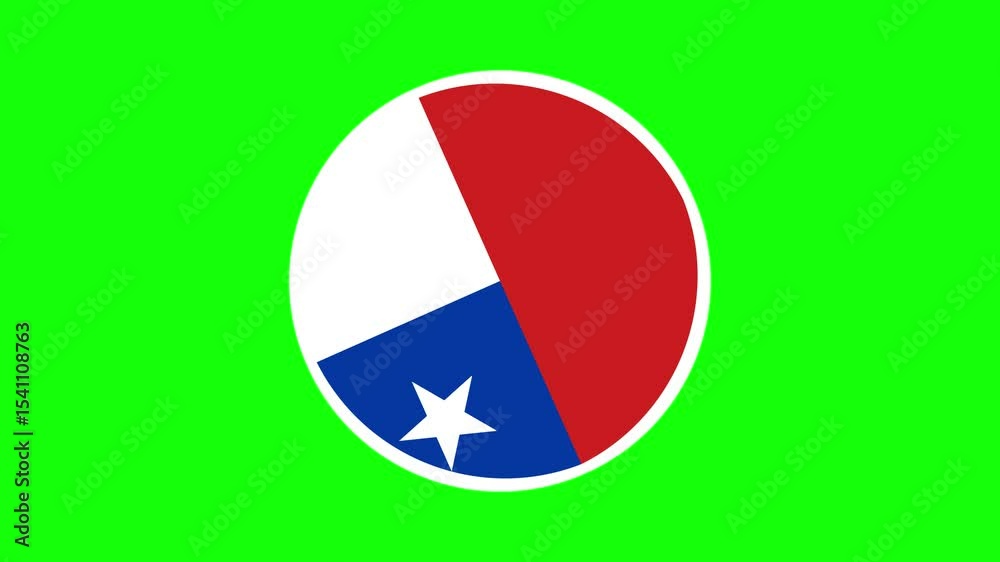 Round Chile flag animation Green screen