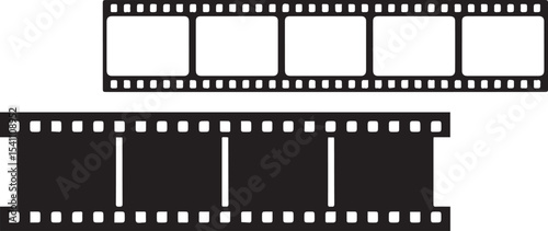 Silhouette of Blank Film Strip Frame Vector Set in Black and White