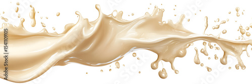 Elegant beige liquid splash, dynamic and smooth on a contrasting black backdrop
