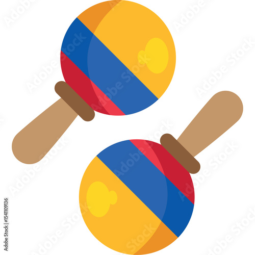 Colorful Colombian Maracas with National Flag Design