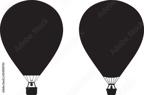 Hot Air Balloon Silhouette Vector Set in Minimal Style