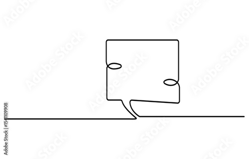 One line drawing Speech bubble vector. Communication chat messenger single line vector linear icon. Dialog cloud, chat bubble template outline line design.Vector illustration.