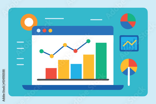 Business analytics dashboard showing financial data with charts and graphs on transparency