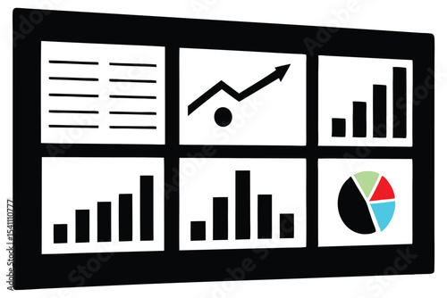 Business analytics and data visualization with charts and graphs on a screen
