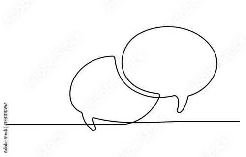 One line drawing Speech bubble vector. Communication chat messenger single line vector linear icon. Dialog cloud, chat bubble template outline line design.Vector illustration.