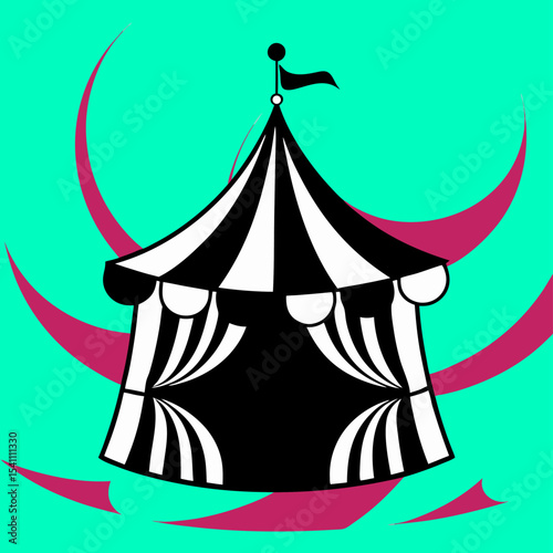 Black and White Circus Tent Illustration